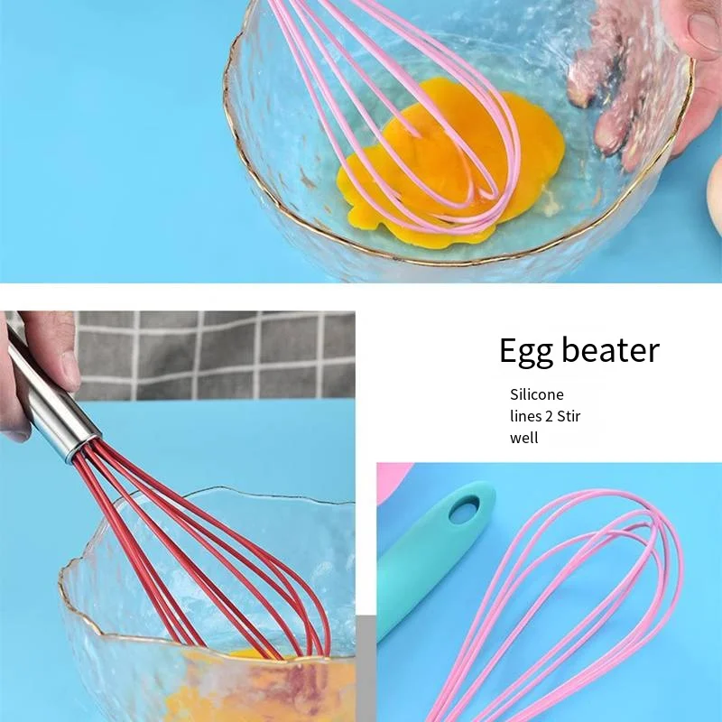 Silicone Cooking Utensils Set Non-Stick Silicone Cake Spatula Cooking Shovel Whisk Oil Brush Flexible Kitchen Utensils Sets 5Pcs