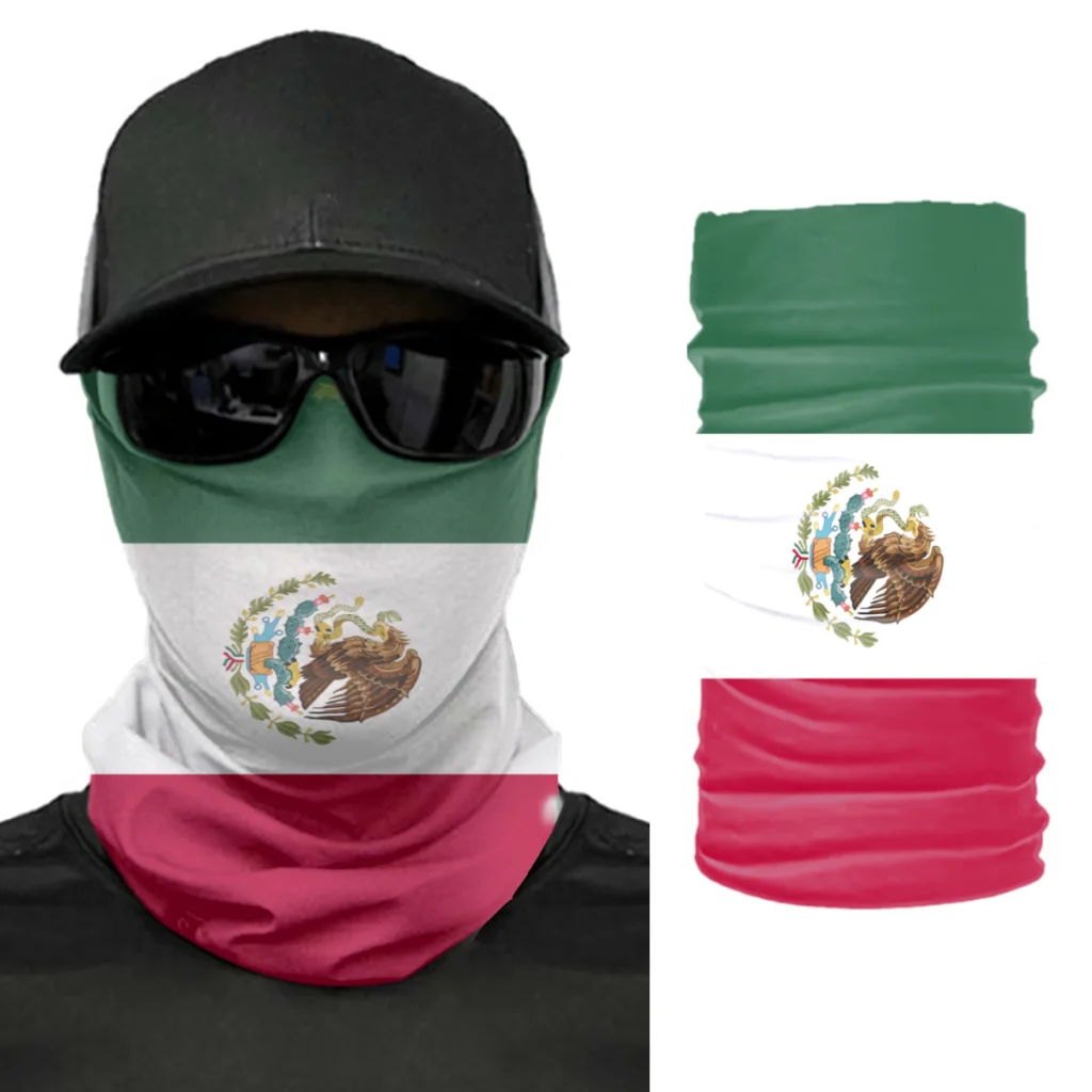 

2022 Mexico Flag Scarf Neck Face Mask Unisex Fashion Neck Warmer Seamless Bandana Headwear Cycling Hiking