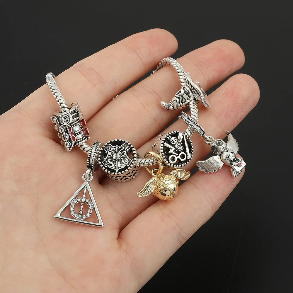 Harri Movie Potter Fashion Beads Bracelet Golden Snitch DIY Charms Bangles for Women Trending Hand Accessories Gifts