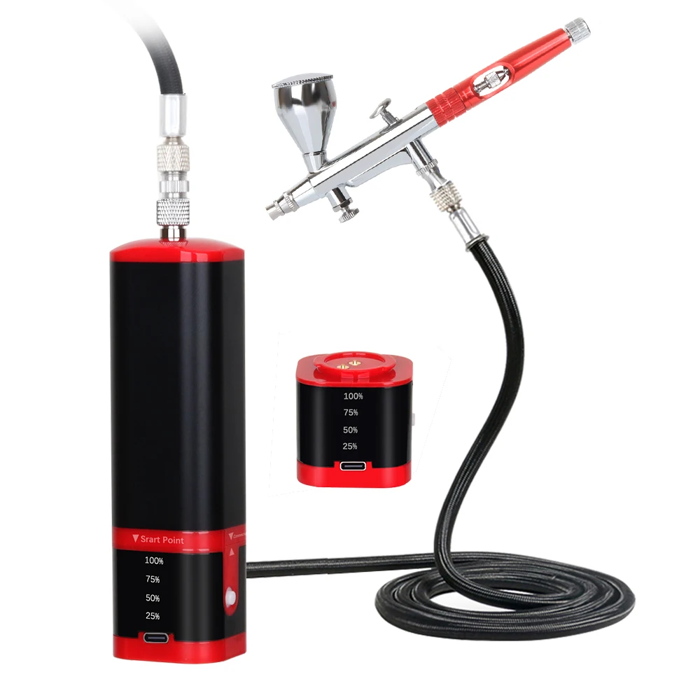 Super Quiet Mini Airbrush Compressor Cordless Professional Air Brush Makeup Tattoo Nail Art Face Paint Cake Deraction Coloring