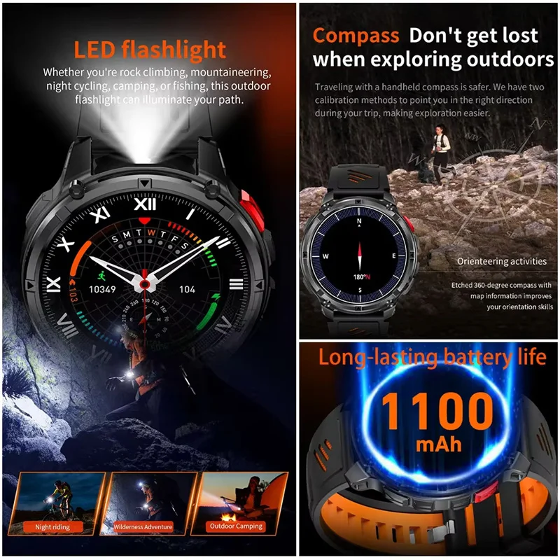 2026 New T-Rex3 Ultra Outdoor Sport GPS Track Smart Watch Men Compass 1100mAh Battery IP69K Waterproof Bluetooth Call Smartwatch 3