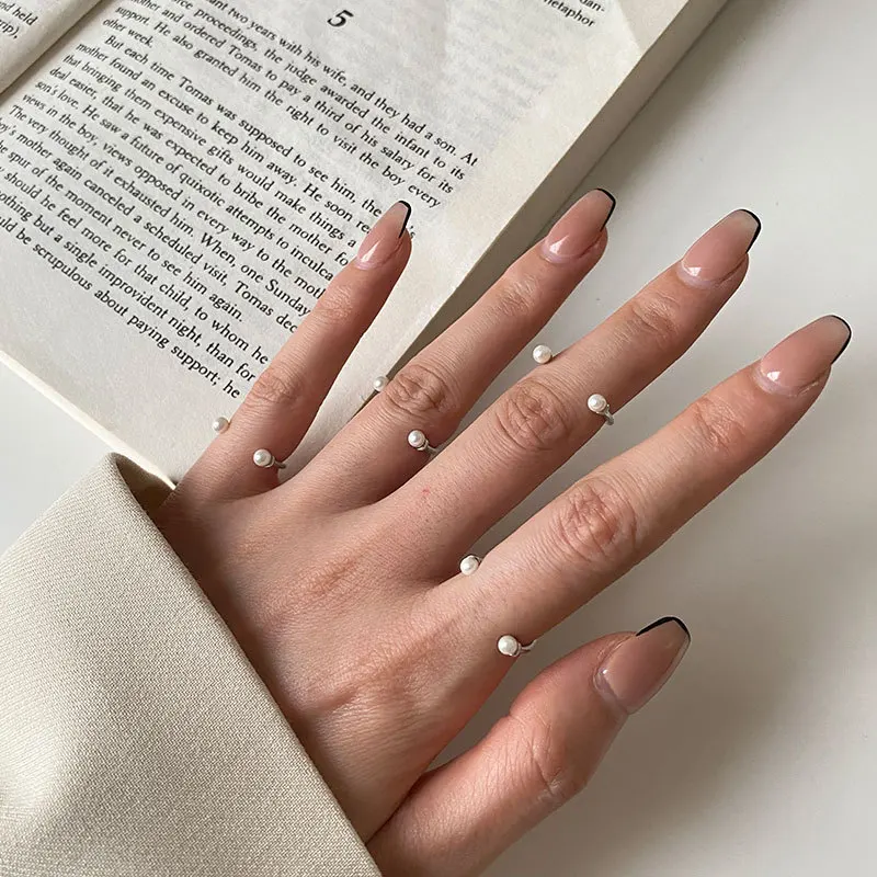 VENTFILLE 925 Sterling Silber Offene Perle Lächeln Stapelbarer Fingerring Einfache Mode Niedlich Einstellbar Für Weibliche Schmuck Großhandel