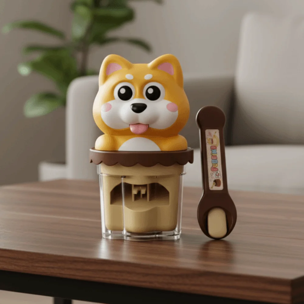 Food Feeding Pudding Dog Set Feeding Toy Role Play Early Education Talking Pudding Dog Toy Japanese 3D Play House Toys Kids Gift