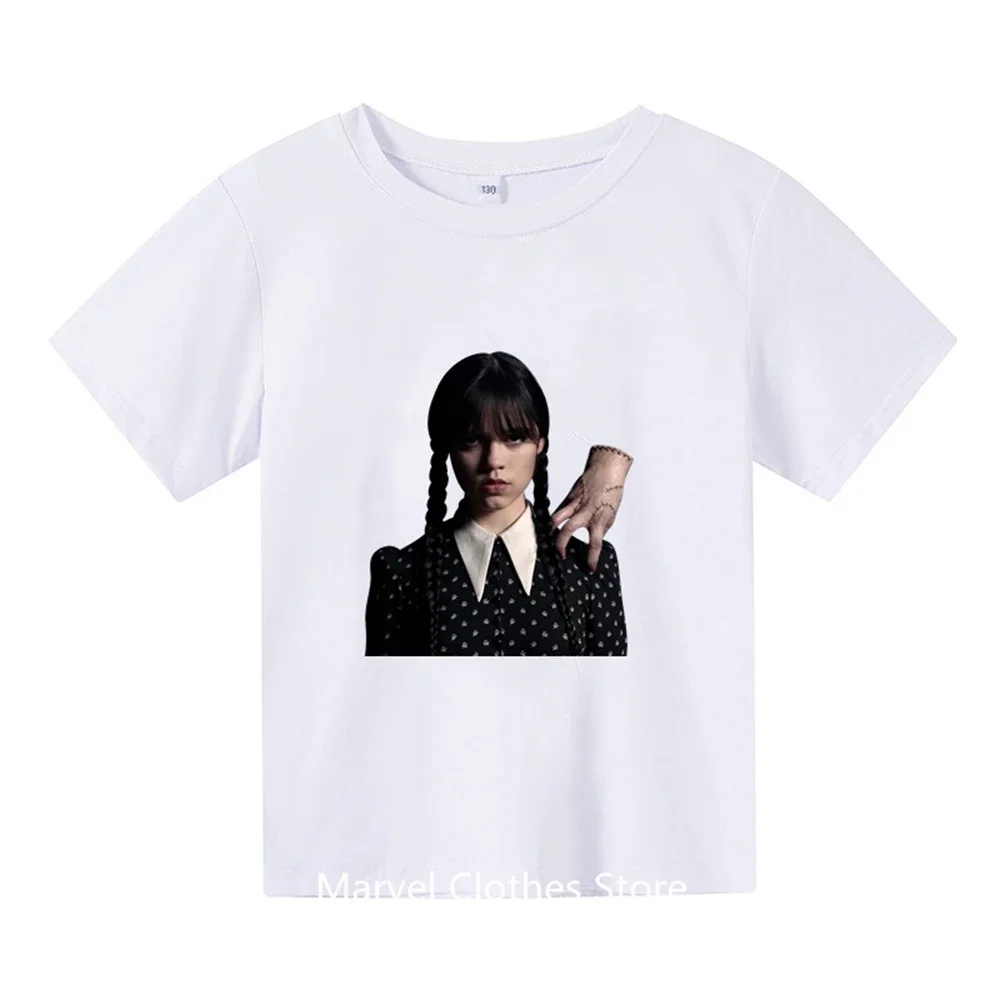 

Wednesday Addams Children Casual T-Shirt Cartoons Clothes Kid Girl Boy Nevermore Academy T Shirt Little Baby Casual Tops Tees