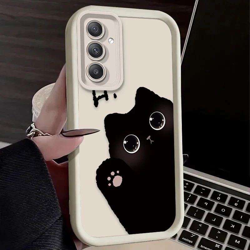 Adorable Cartoon Black Cat Soft Phone Case