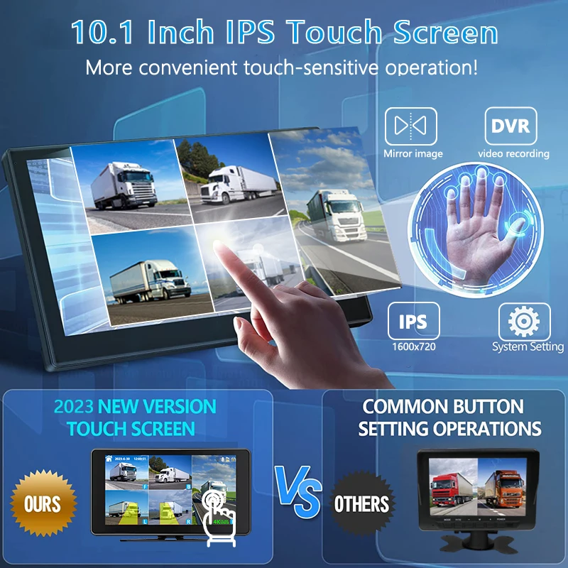 10.1 Inch AHD Monitor System BSD Touch Screen For Car/Bus/Truck 5 Channel CCTV DVR Cameras Color Night Vision Parking Recorder