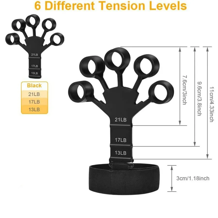 Grip Strength Trainer Finger Strengthener-Hand Strengthener 6 Resistant Level Exerciser-Adjustable Hand for Therapy, Relieve Pai
