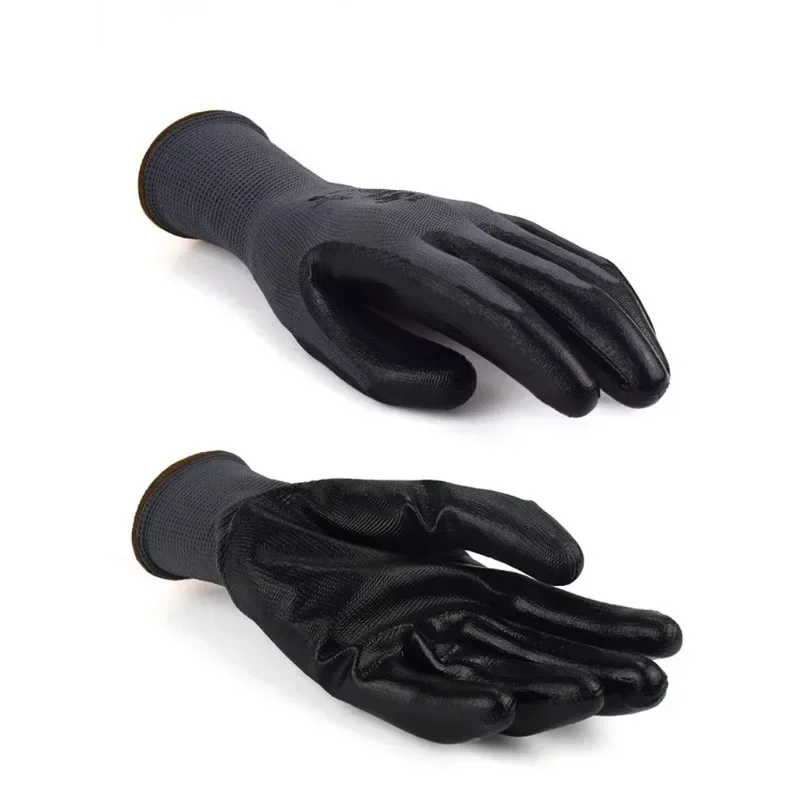 1Pairs Industrial Protective Work Safety Gloves Black Pu Nylon Cotton Glove with Brand All Sizes 6