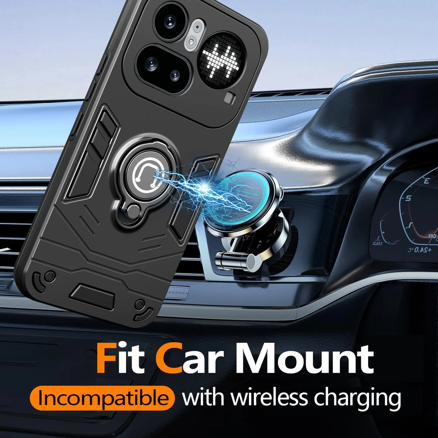 Luxury Metal Finger Holder Shockproof Armour Case with Camera Protection Cover