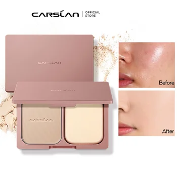 CARSLAN-롱 래스팅 오일 컨트롤 프레스드 파우더, 매트 워터 프루프 컨실러 브라이트닝 페이스 루스 피니싱 파우더 메이크업