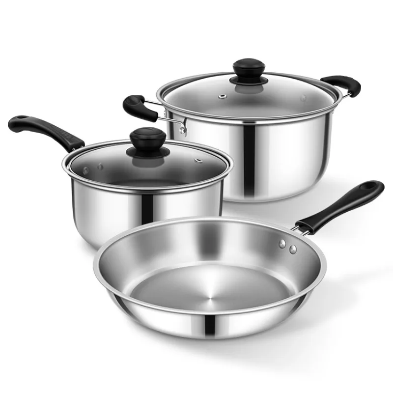 

NEW Three types of stainless steel cookware sets for induction cookers pot sets