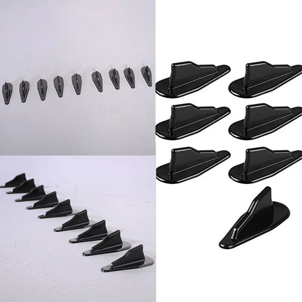 

No Permanent Modifications Required 10Pcs Universal PP EVOStyle SharkFins Spoiler Wing Kit Roof Vortex Generator