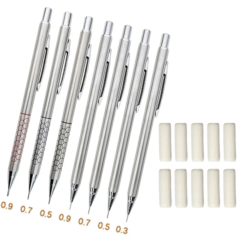 Pencil Eraser 20pcs/set Mechanical Pencil Tail Eraser Portable Replaceable Core School Sketch Painting Accessories Mini Eraser Refill Supplies
