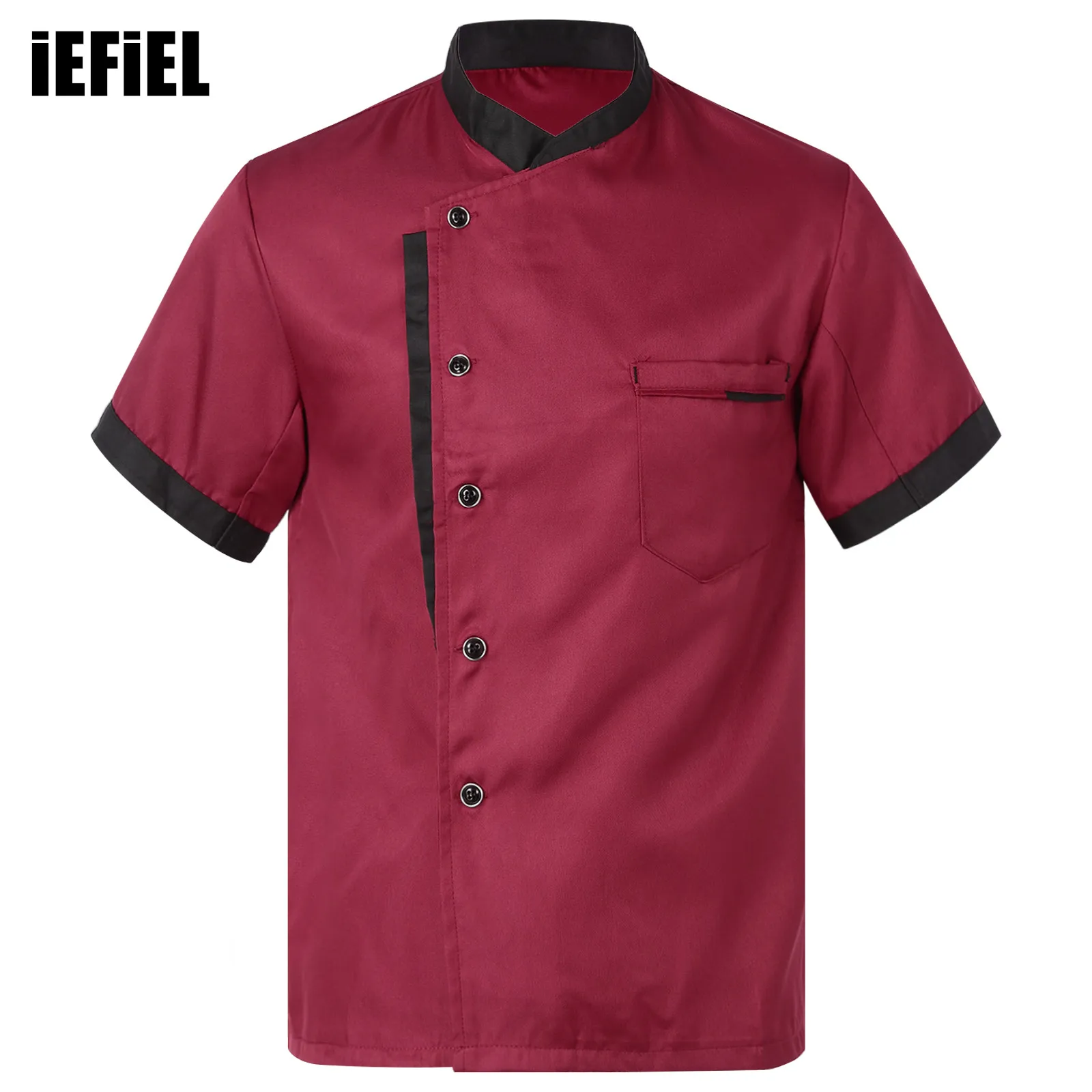 

Mens Womens Unisex Short Sleeve Chef Coat Breathable Button Cook Jacket Bakery Canteen Restaurant Hotel Kitchen Uniform