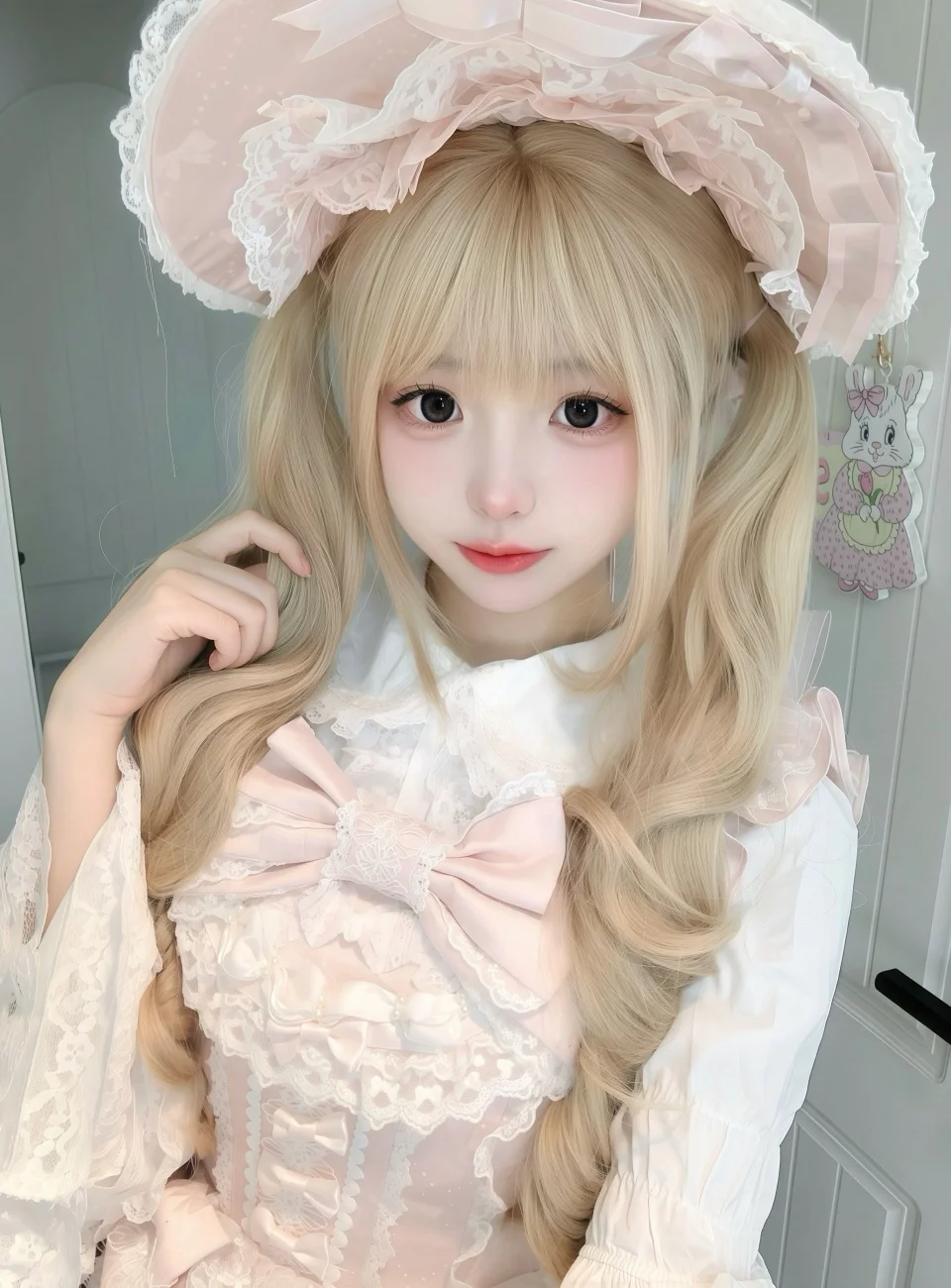 Synthetic Blonde Bob Wig for Women with Curly Ponytail