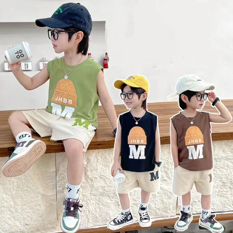 Children 2-Piece Summer Short-Sleeved Shorts Set Toddler Summer T-Shirt Set Baby Thin Boys Fashion Casual Wear