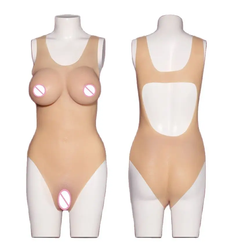 Crossdressing Sissy Silicone Vagina Panty Fake Breast Form Realistic Pussy Shemale Transgender Tits Drag Queens Bodysuit Chest