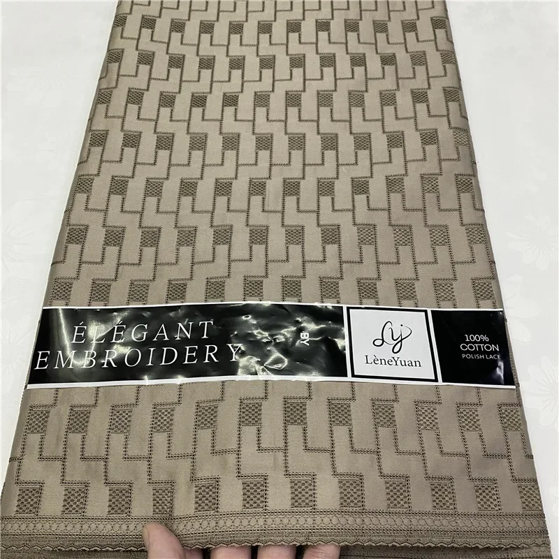 

5 Yards Nigerian 100% Cotton Polish Satin Embroidery Fabric High Quality Swiss Voile Lace Material For Men Dubai Style 14L362807