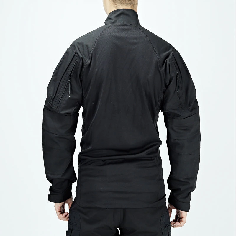 Men's Training Shirt Casual Tactical Top Camouflage Solid Long Sleeve Jacket Spring Autumn Wear-Resistant Outdoor