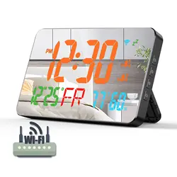 Enhanced LED Digital Wall Clock with Temperature and Humidity Display & Adjustable Brightness (Mirror orange)