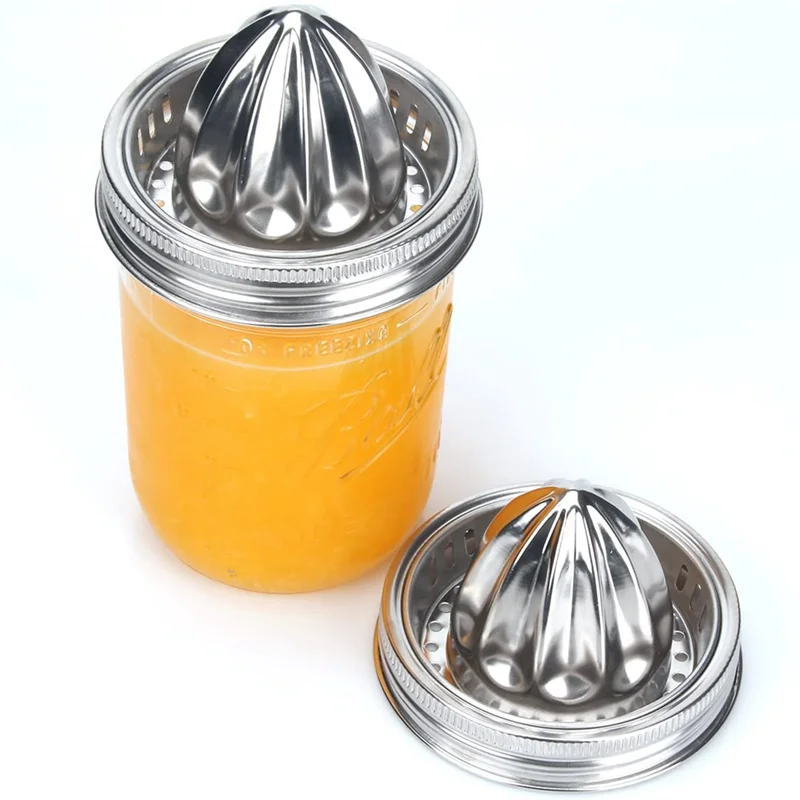 2PCS Jar Stainless Steel Juicer Lid Citrus Reamer for Mason Jar Lemon Juicer Manual Citrus Wide Mouth Cover HOT