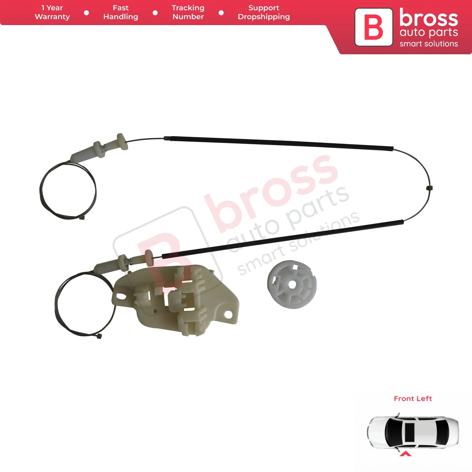 

Bross Auto Parts BWR5241 Window Regulator Repair Set Front Left 82403-4H010 for Hyundai H-1 Starex MK2 Ship From Turkey