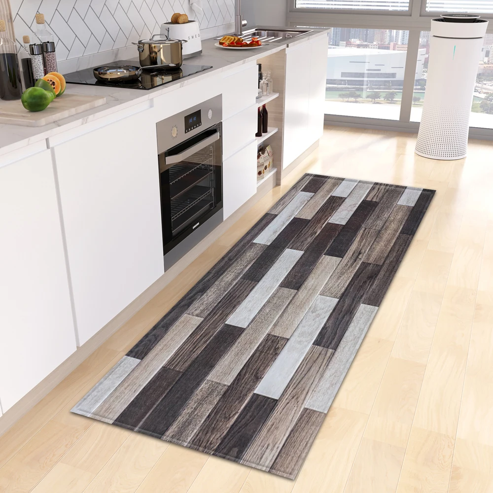 Wood Grain Kitchen Rug - Anti-Slip Custom Made Floor Mat for Bedroom, Entrance, Living Room, and Hallway