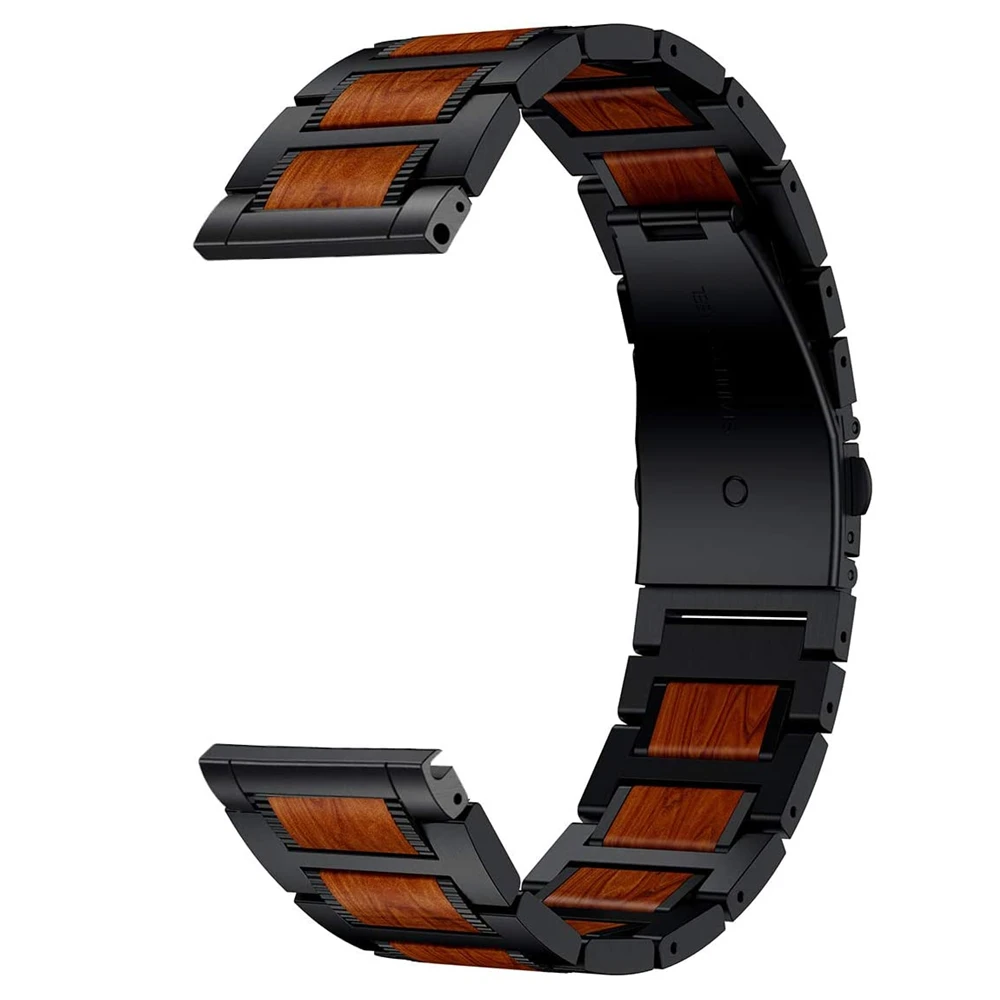 Elegant 22mm Metal Rosewood Strap
