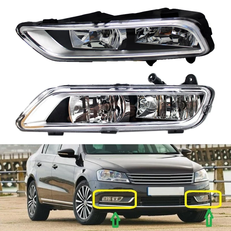 

2 X Car Front Fog Lights Lamp Replacement For- Passat B7 2011-2015 With Bulbs