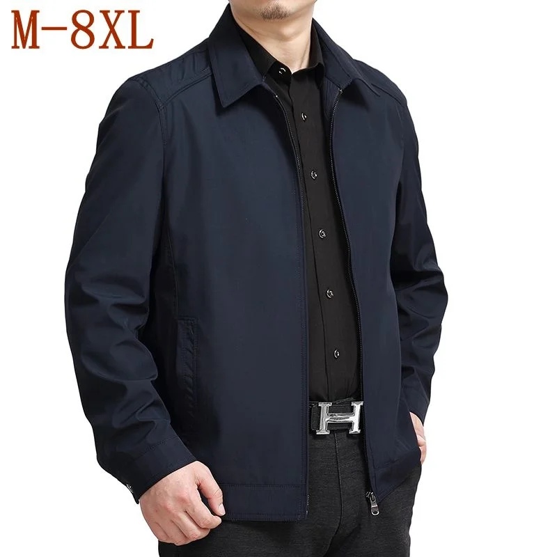 

Plus Size 10XL 8XL 6XL Spring Autumn Men's Jackets Turn-down Collar Overcoat High Quality Mens Casual Zipper Coats Male Jacket