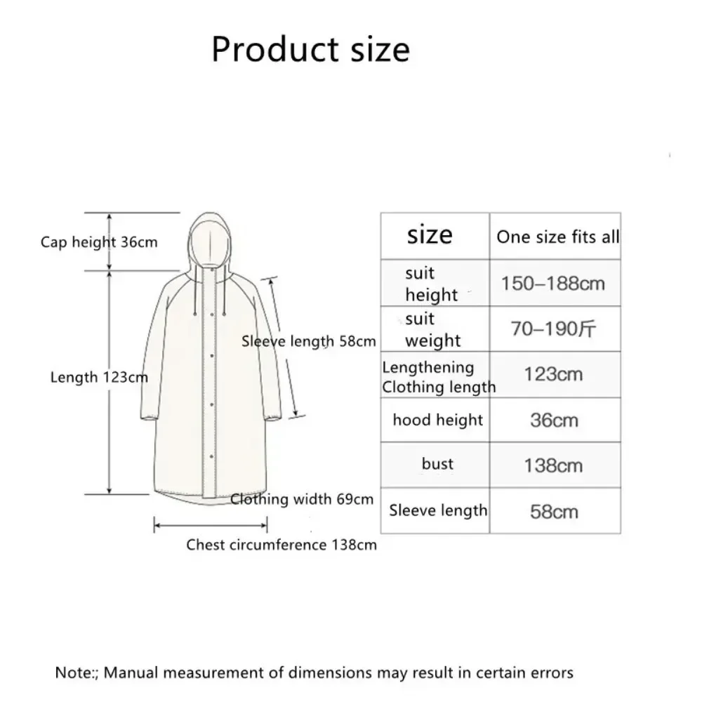 Raincoat Poncho Adult Raincoat Hooded One-piece Long Reusable Poncho Outdoor Rainwear For Women And Men Transparent Waterproof Poncho