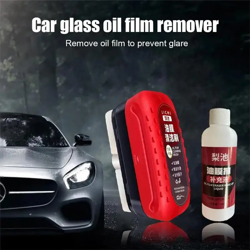 Car Glass Glossy Powerful Car Windshield Cleaner Oil Film Remover Car Window Glass Cleaner Removes Dirt Car Cleaning Brush New