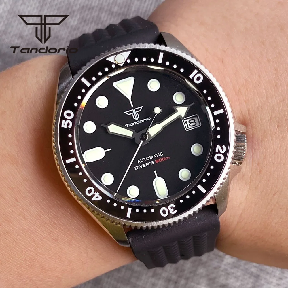 

Tandorio 20Bar 37mm NH35A Automatic Dive Watch for Men Luminous Black/Blue/Green Dial Sapphire Glass Ceramic Bezel Date Display