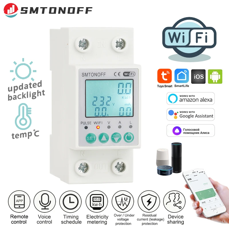 

WiFi Prepaid Meter Smart Meter Smart Switch Over Under Voltage Protector Residual current protection Remote control by Tuya APP
