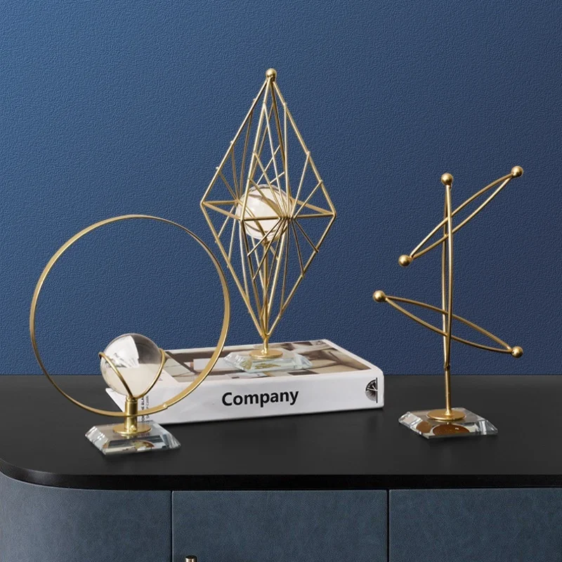 Nordic Light Luxury Simple Geometric Crystal Ball Ornaments Modern Home Creative Ornaments