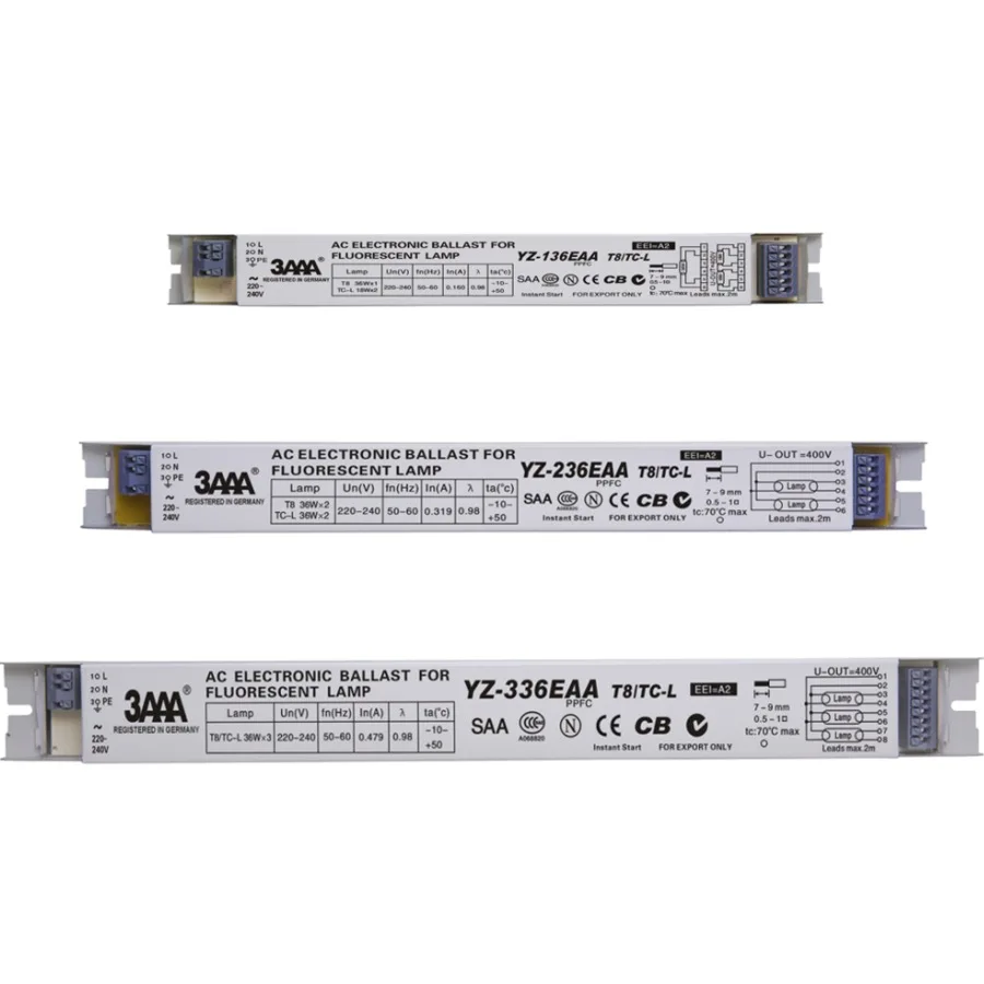 3AAA YZ-136EAA YZ-236EAA T8/TC-L 220V 1*36W 2*36W T8 Electronic Ballast For T8 Fluorescent Lamp Advertising Light Box