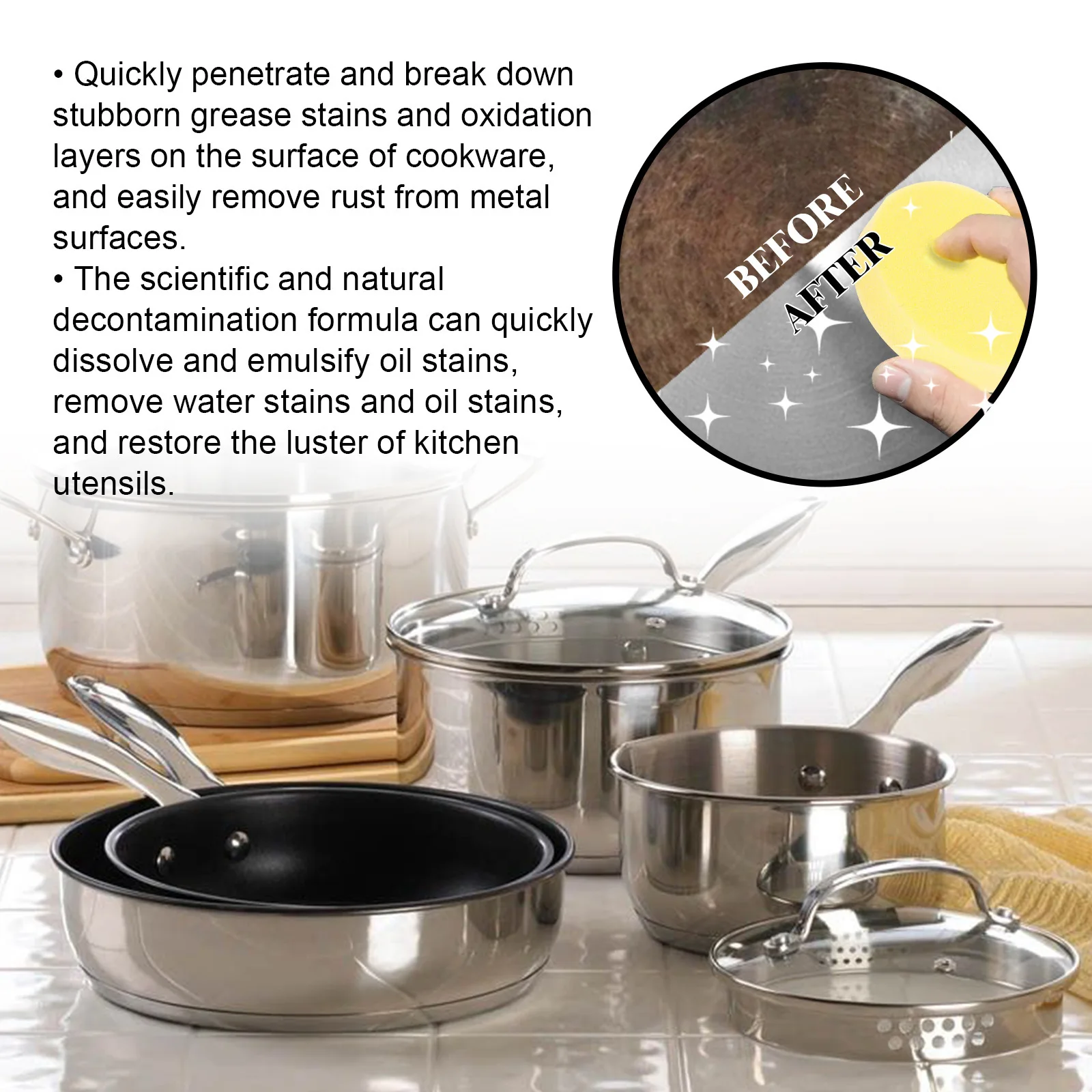 Stainless Steel Cleaning Paste Powerful Cookware Cleaner Rust Removal Washing Pot Bottom Scale Decontamination Kitchen Cleaner