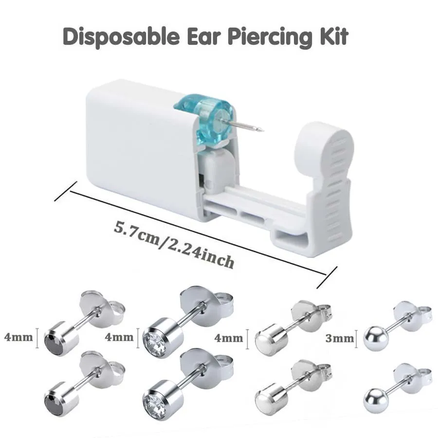 Disposable Ear Piercing Gun Built-in Earrings Studs-Safety Self Ear Piercing Tools Set 6pcs
