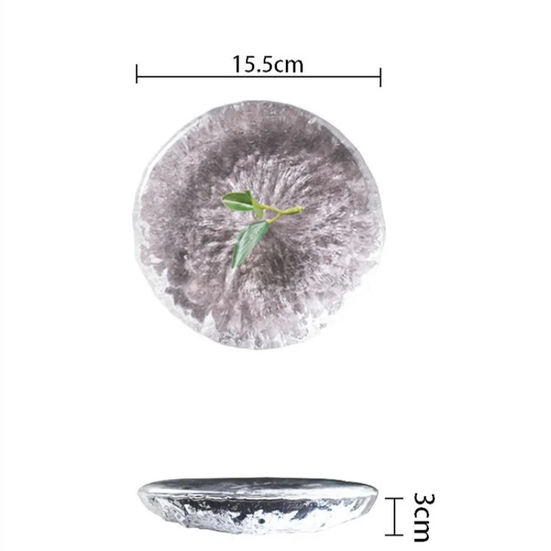 Transparent Crystal Glass Dinner Plate Dessert Plates Sushi Plate Sashimi Disc Snack Tray Fruit Plates Salad Bowl Dim Sum Dish