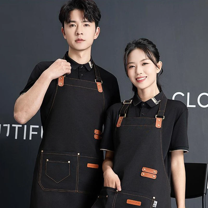 Salon Apron Customized Logo Nails Beauty Barber Studio Men's Women's Aprons Canvas Waterproof Mandil Kitchen Cooking Pinny 5