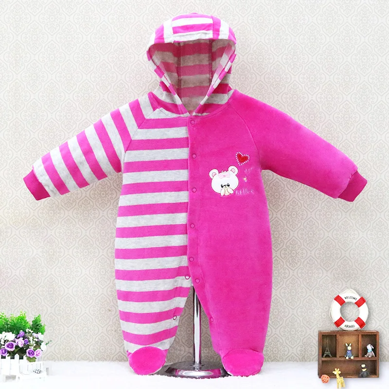 baby hooded footie newborn girl infant boy clothing velvet winter spring one piece kid long sleeve kidswear apparel