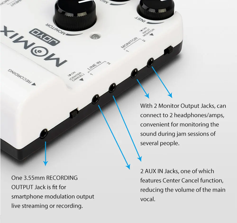 MOMIX USB Mobile Device Sound Card 48V Phantom Power Dual Monitoring Output Inte