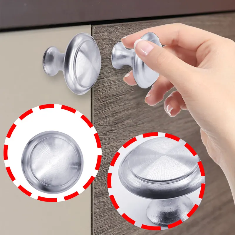 Furniture Knobs 4pcs/set Round Single Hole Pull Stainless Steel