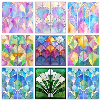 Anti-Fish Scale Window Film - Rainbow PVC Static Cling for Home Decor, Privacy Glass Sticker​​