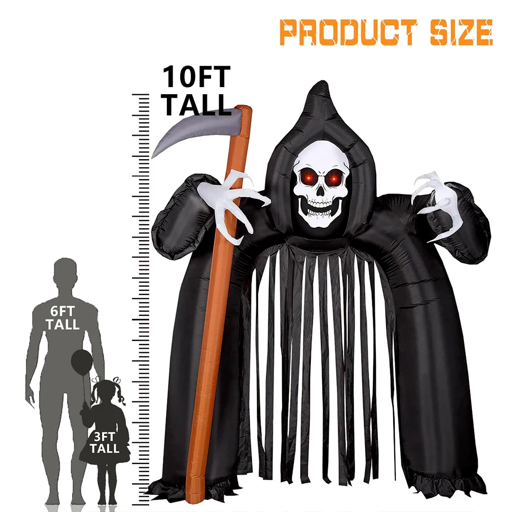 10FT Large Size Halloween Inflatable Grim Reaper Archway with LED Lights Blow Up Outdoor Decoration for Home Party Yard Lawn 6