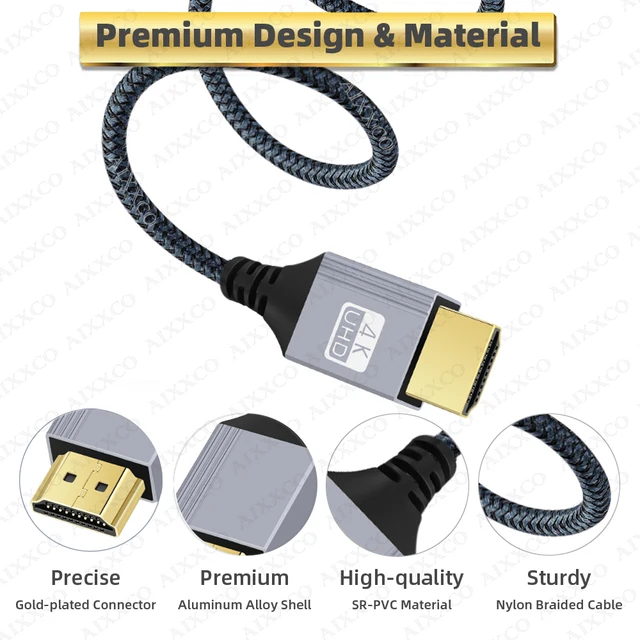 AIXXCO HDMI 호환 케이블, 다양한 디바이스 간에 신호 전달, 고품질 케이블, HDMI-Compatible2.0, 4K 해상도, 할인가격 1,300원, 정상가격 6,254원, 평점 4.8/5