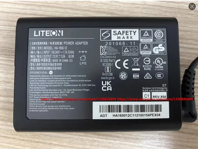 純正 Liteon HA-1600-12 12V 5A 60W 5.5*2.5mm ACアダプター ノート
