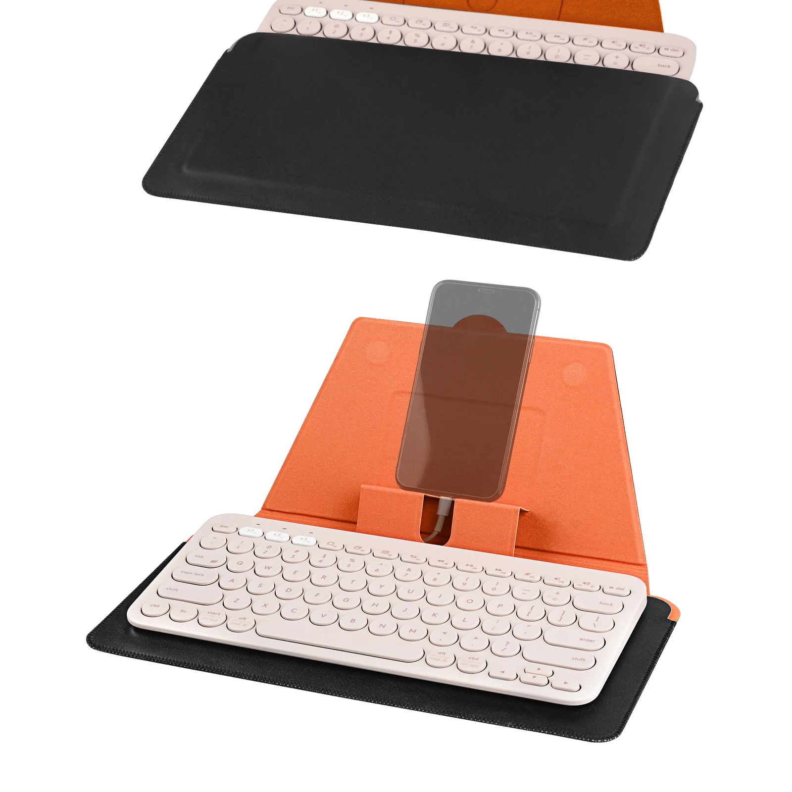 Geekria Compact Keyboard Sleeve Case with Smartphone and Tablet Stand