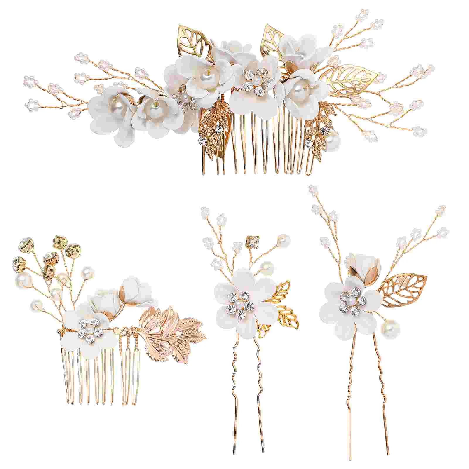

Wedding Dress Miss Bride Hair Clips for Girls Accessories Pearl Hairpins Veil Comb
