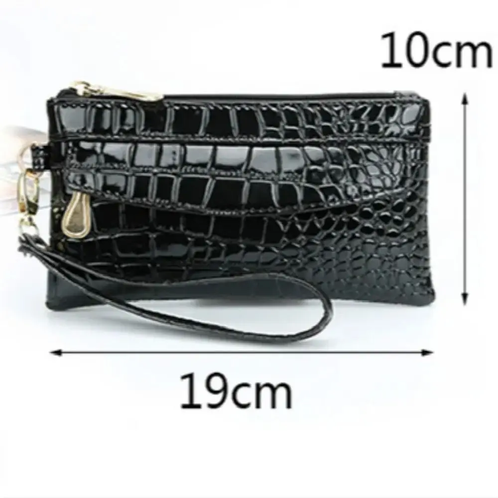 Portable Leather Women Long Wallets Fashion Design Red Purse Bag Ladies Wallet Double Zipper Crocodile Purses Clutch Bag